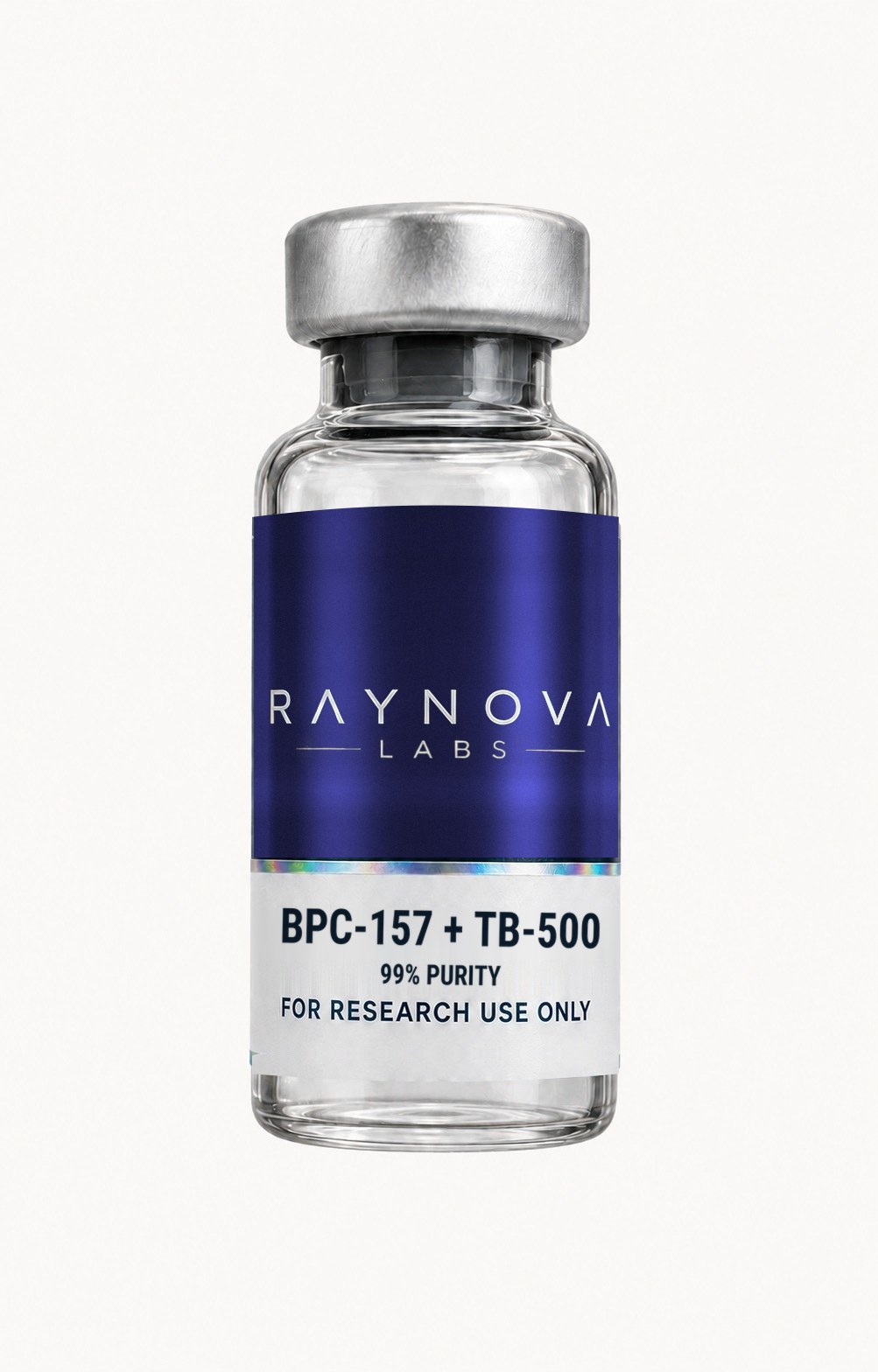 Raynova Labs research vial — Blend: BPC-157 (5mg) / TB-500 (5mg)